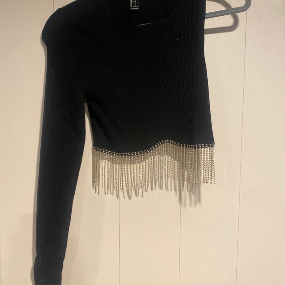 Black and sequin one sleeved shirt - Picture 1 of 4